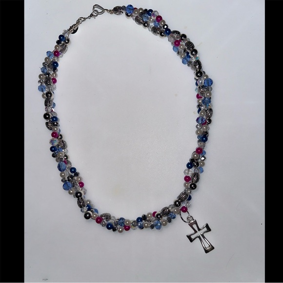 Cross Beaded Braided Necklace - Picture 6 of 6
